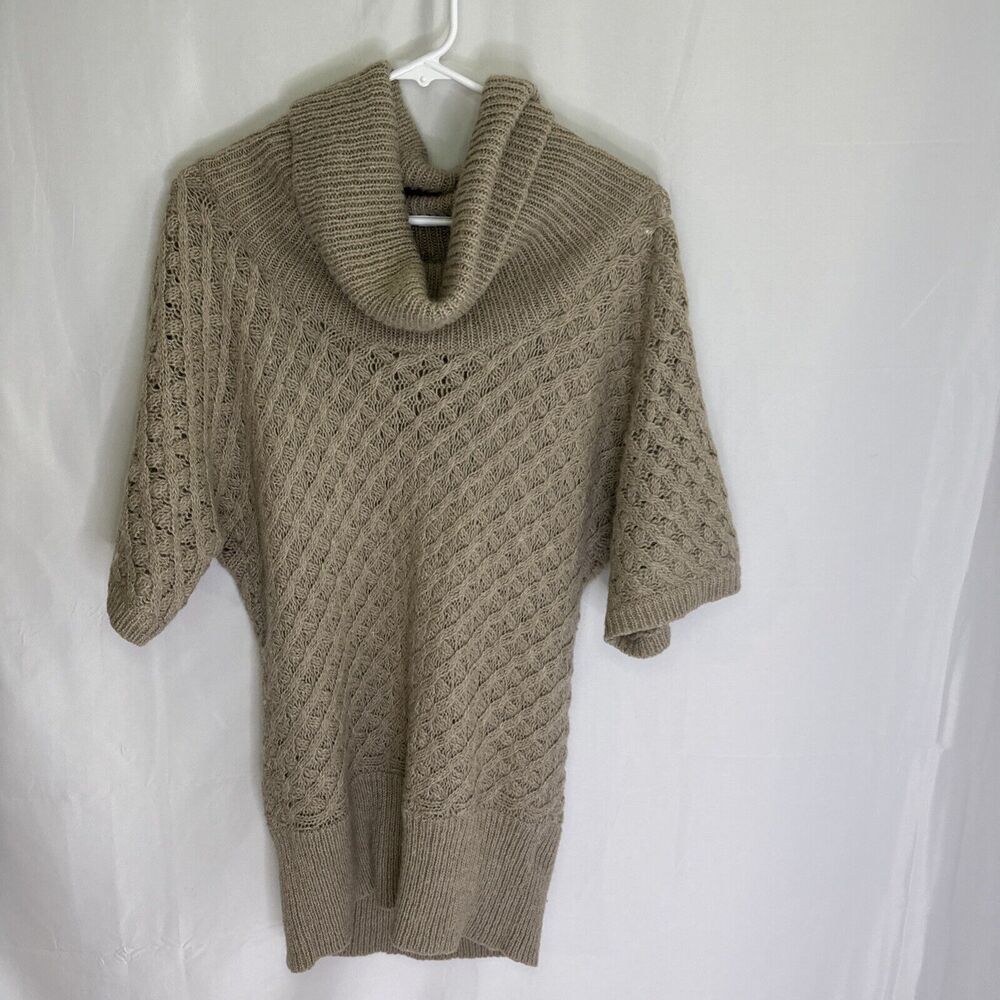 Old Navy Womens Light Gray Cable Knit Sweater w Cowl Neck 3/4 Sleeve Size Medium